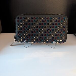 Authentic Christian Louboutin Multicolored Panettone Studded Zipper Wallet